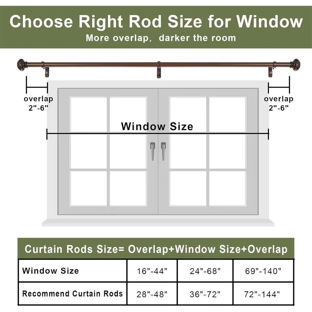 Vimayta Adjustable‎ Curtain Rod 36-72
